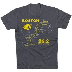 Running Short Sleeve T-Shirt - Boston Route -goneforarun Sales 2023 tr 45421 CHARCOAL FLAT