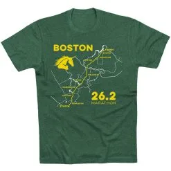 Running Short Sleeve T-Shirt - Boston Route -goneforarun Sales 2023 tr 45421 FORESTGREEN FLAT