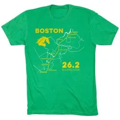 Running Short Sleeve T-Shirt - Boston Route -goneforarun Sales 2023 tr 45421 GREEN FLAT