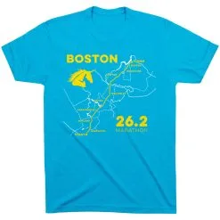 Running Short Sleeve T-Shirt - Boston Route -goneforarun Sales 2023 tr 45421 TURQUOISE FLAT