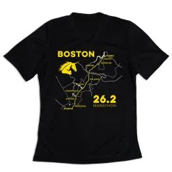 Women's Short Sleeve Tech Tee - Boston Route -goneforarun Sales 2023 tr 45425 BLACK MAIN
