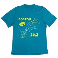 Women's Short Sleeve Tech Tee - Boston Route -goneforarun Sales 2023 tr 45425 LIGHTBLUE MAIN