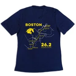Women's Short Sleeve Tech Tee - Boston Route -goneforarun Sales 2023 tr 45425 NAVY MAIN