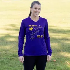 Women's Long Sleeve Tech Tee - Boston Route -goneforarun Sales 2023 tr 45426 ROYAL FEMALE