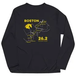 Men's Running Long Sleeve Performance Tee - Boston Route -goneforarun Sales 2023 tr 45430 BLACK MAIN