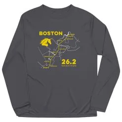 Men's Running Long Sleeve Performance Tee - Boston Route -goneforarun Sales 2023 tr 45430 GRAPHITE MAIN
