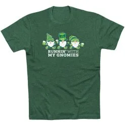 Running Short Sleeve T-Shirt - Runnin' With My Gnomies® - Lucky -goneforarun Sales 2023 tr 45438 FORESTGREEN FLAT