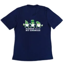 Women's Short Sleeve Tech Tee - Runnin' With My Gnomies® - Lucky -goneforarun Sales 2023 tr 45442 NAVY MAIN