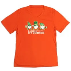 Women's Short Sleeve Tech Tee - Runnin' With My Gnomies® - Lucky -goneforarun Sales 2023 tr 45442 ORANGE MAIN