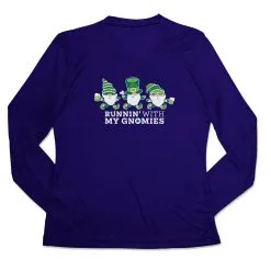 Women's Long Sleeve Tech Tee - Runnin' With My Gnomies® - Lucky
