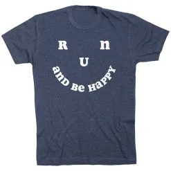 Running Short Sleeve T-Shirt - Run And Be Happy 26 Running Short Sleeve T-Shirt - Run And Be Happy -goneforarun Sales 2023 tr 45505 NAVY FLAT
