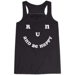 Flowy Racerback Tank Top - Run And Be Happy -goneforarun Sales 2023 tr 45506 BLACK MAIN
