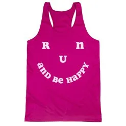 Women's Racerback Performance Tank Top - Run And Be Happy