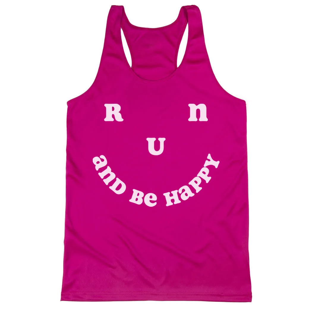 Women's Racerback Performance Tank Top - Run And Be Happy 3 Women's Racerback Performance Tank Top - Run And Be Happy