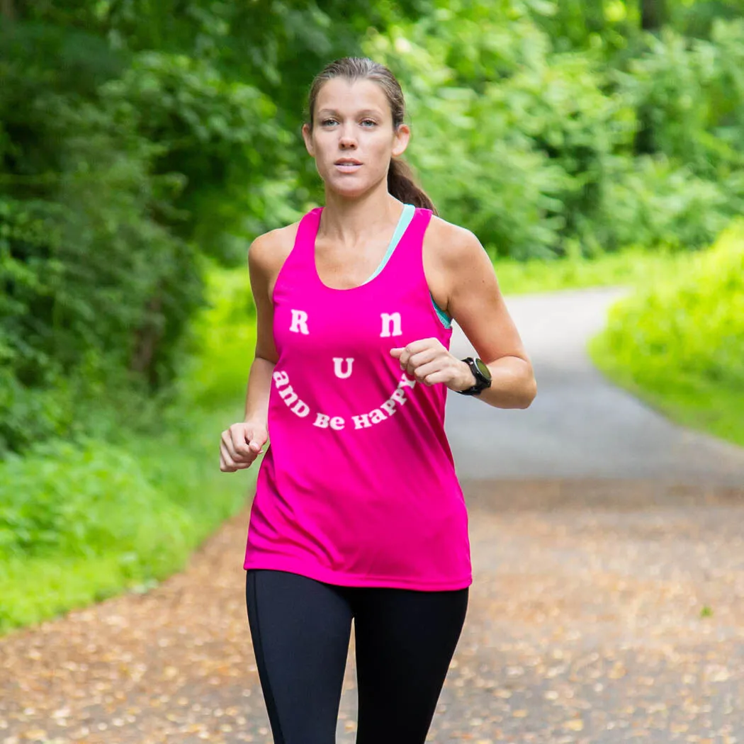 Women's Racerback Performance Tank Top - Run And Be Happy 6 Women's Racerback Performance Tank Top - Run And Be Happy - Image 4