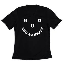 Women's Short Sleeve Tech Tee - Run And Be Happy -goneforarun Sales 2023 tr 45509 BLACK MAIN