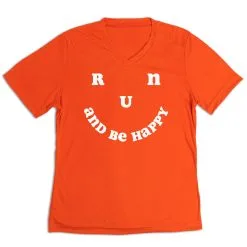 Women's Short Sleeve Tech Tee - Run And Be Happy -goneforarun Sales 2023 tr 45509 ORANGE MAIN