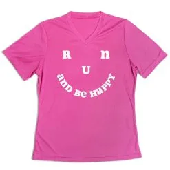 Women's Short Sleeve Tech Tee - Run And Be Happy