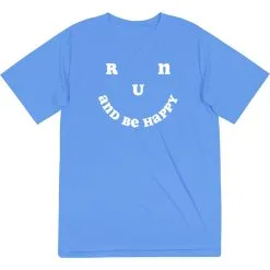 Men's Running Short Sleeve Performance Tee - Run And Be Happy