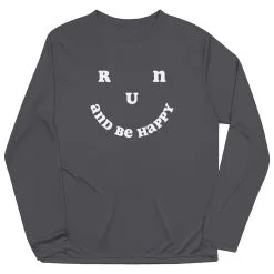 Men's Running Long Sleeve Performance Tee - Run And Be Happy 15 Men's Running Long Sleeve Performance Tee - Run And Be Happy -goneforarun Sales 2023 tr 45513 GRAPHITE MAIN