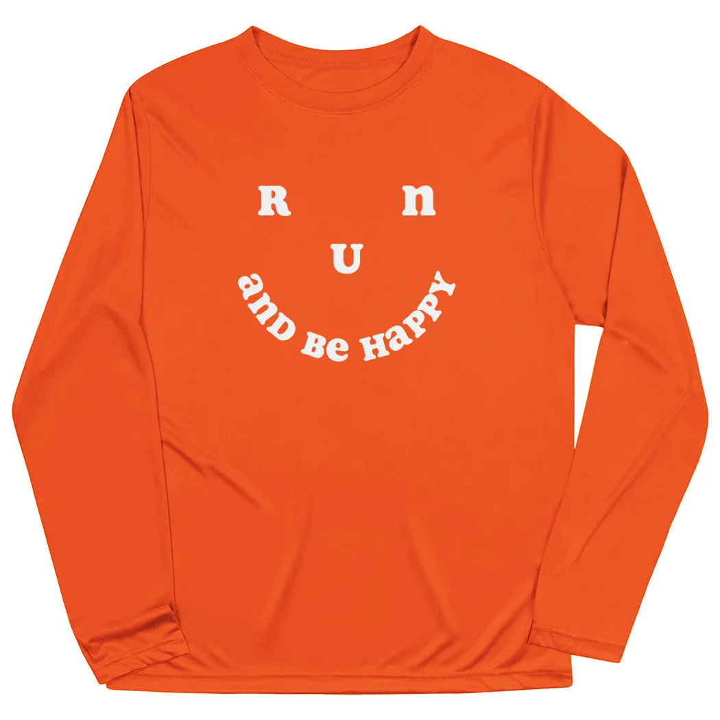 Men's Running Long Sleeve Performance Tee - Run And Be Happy 10 Men's Running Long Sleeve Performance Tee - Run And Be Happy - Image 8