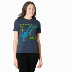 Running Short Sleeve T-Shirt - New York City Route -goneforarun Sales 2023 tr 45518 NAVY FEMALE