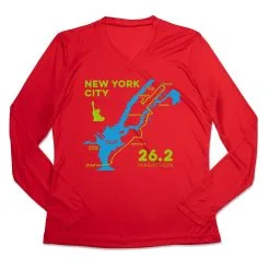 Women's Long Sleeve Tech Tee - New York City Route -goneforarun Sales 2023 tr 45523 RED MAIN