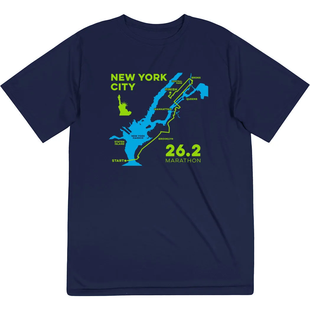 Men's Running Short Sleeve Performance Tee - New York City Route 3 Men's Running Short Sleeve Performance Tee - New York City Route