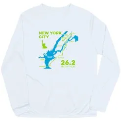 Men's Running Long Sleeve Performance Tee - New York City Route -goneforarun Sales 2023 tr 45526 WHITE MAIN