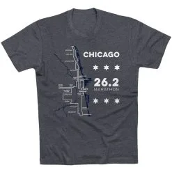 Running Short Sleeve T-Shirt - Chicago Route -goneforarun Sales 2023 tr 45529 CHARCOAL FLAT
