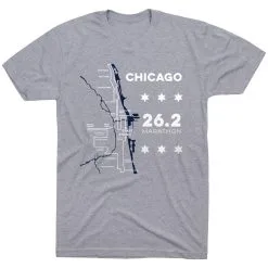 Running Short Sleeve T-Shirt - Chicago Route -goneforarun Sales 2023 tr 45529 GRAY FLAT