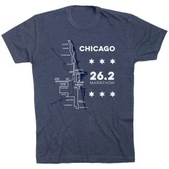 Running Short Sleeve T-Shirt - Chicago Route -goneforarun Sales 2023 tr 45529 NAVY FLAT