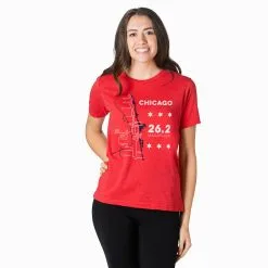 Running Short Sleeve T-Shirt - Chicago Route -goneforarun Sales 2023 tr 45529 RED FEMALE