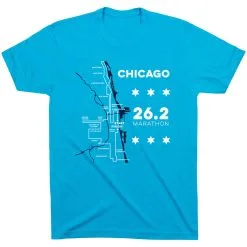 Running Short Sleeve T-Shirt - Chicago Route -goneforarun Sales 2023 tr 45529 TURQUOISE FLAT