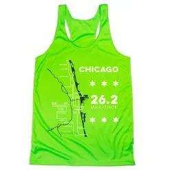 Women's Racerback Performance Tank Top - Chicago Route -goneforarun Sales 2023 tr 45532 LIME MAIN