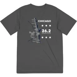 Men's Running Short Sleeve Performance Tee - Chicago Route -goneforarun Sales 2023 tr 45536 GRAPHITE MAIN
