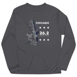 Men's Running Long Sleeve Performance Tee - Chicago Route -goneforarun Sales 2023 tr 45537 GRAPHITE MAIN