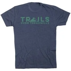 Running Short Sleeve T-Shirt - Trails Over Treadmills -goneforarun Sales 2023 tr 45540 NAVY FLAT