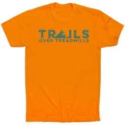 Running Short Sleeve T-Shirt - Trails Over Treadmills -goneforarun Sales 2023 tr 45540 ORANGE FLAT