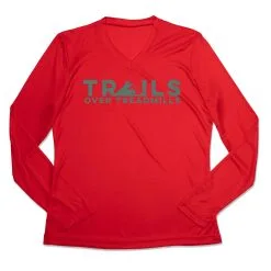Women's Long Sleeve Tech Tee - Trails Over Treadmills 16 Women's Long Sleeve Tech Tee - Trails Over Treadmills -goneforarun Sales 2023 tr 45545 RED MAIN