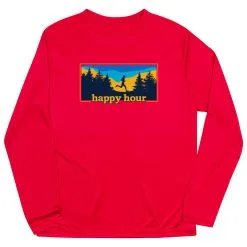 Men's Running Long Sleeve Performance Tee - Happy Hour Runner -goneforarun Sales 2023 tr 45567 RED MAIN