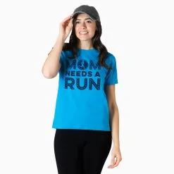 Running Short Sleeve T-Shirt - Mom Needs A Run -goneforarun Sales 2023 tr 45632 TURQUOISE FEMALE