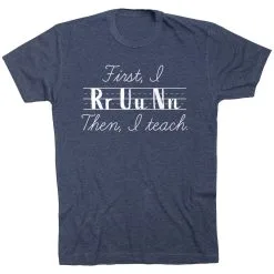 Running Short Sleeve T-Shirt - First I Run Then I Teach -goneforarun Sales 2023 tr 45662 NAVY FLAT