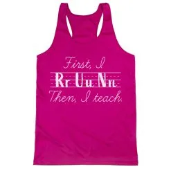 Women's Racerback Performance Tank Top - First I Run Then I Teach -goneforarun Sales 2023 tr 45665 PINK MAIN