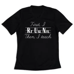 Women's Short Sleeve Tech Tee - First I Run Then I Teach -goneforarun Sales 2023 tr 45666 BLACK MAIN