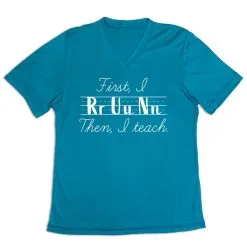 Women's Short Sleeve Tech Tee - First I Run Then I Teach -goneforarun Sales 2023 tr 45666 LIGHTBLUE MAIN
