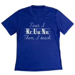 Women's Short Sleeve Tech Tee - First I Run Then I Teach -goneforarun Sales 2023 tr 45666 ROYAL MAIN