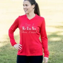 Women's Long Sleeve Tech Tee - First I Run Then I Teach 12 Women's Long Sleeve Tech Tee - First I Run Then I Teach -goneforarun Sales 2023 tr 45667 RED FEMALE