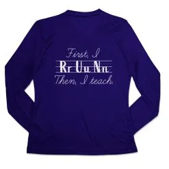 Women's Long Sleeve Tech Tee - First I Run Then I Teach 15 Women's Long Sleeve Tech Tee - First I Run Then I Teach -goneforarun Sales 2023 tr 45667 ROYAL MAIN