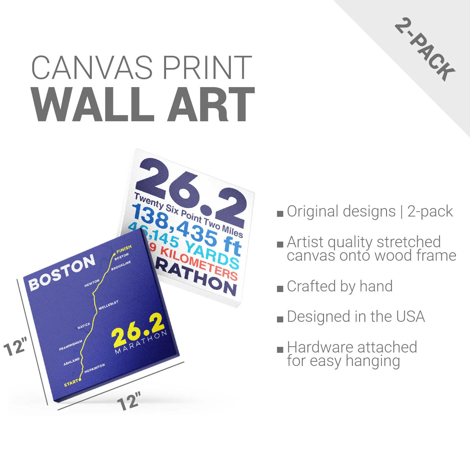 Running Canvas Wall Art - Boston Route - 2 Piece Set 4 Running Canvas Wall Art - Boston Route - 2 Piece Set - Image 2